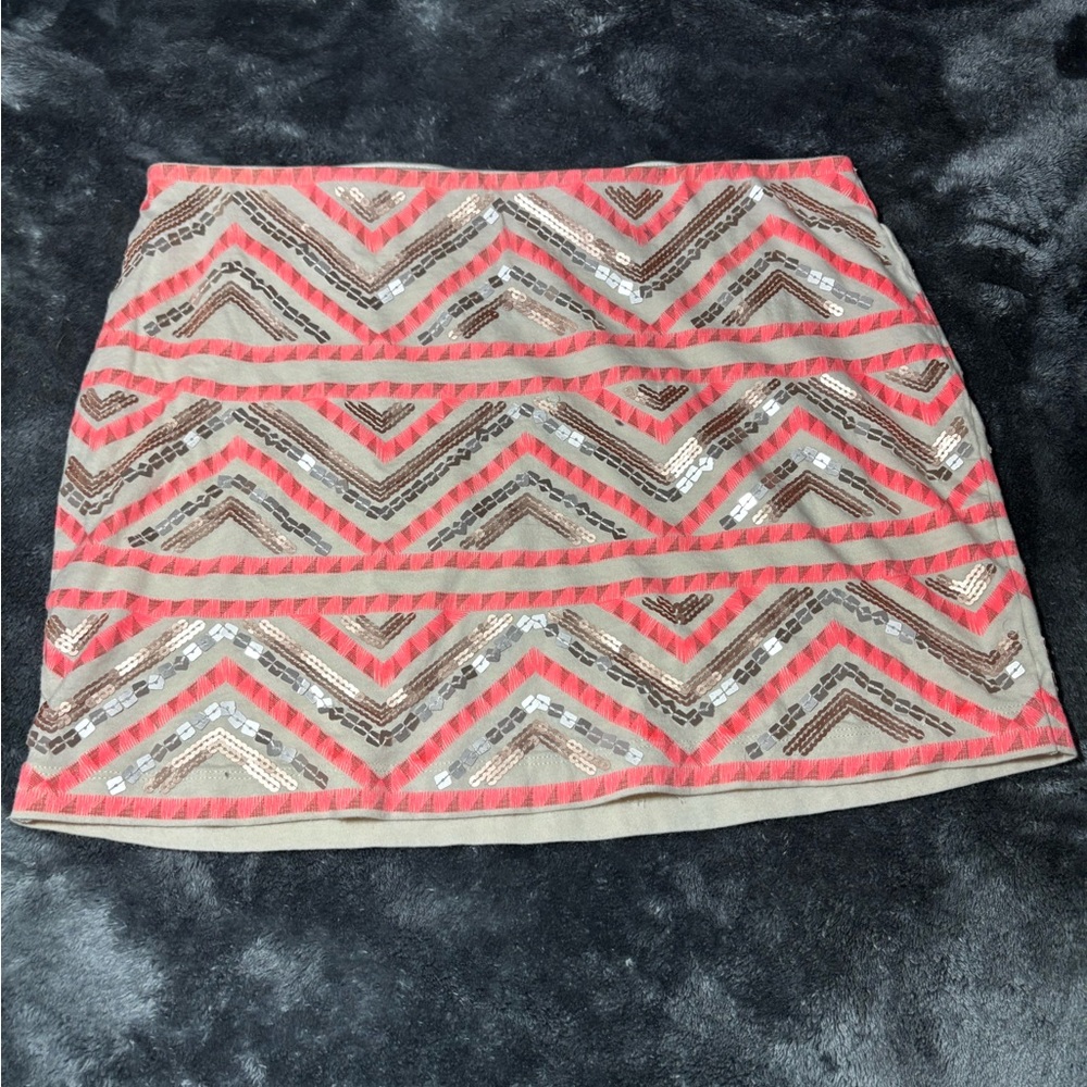 Express Tan and Pink Mini Skirt